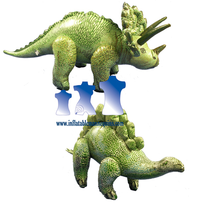 Inflatable Stegosaurus and Triceratops