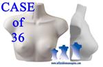Female Upper Torso Form - Hard Plastic, Black or White, Case of 36