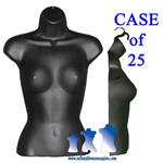 Female Torso - Hard Plastic, Black, White or Fleshtone, Case of 25