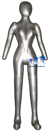 Female Mannequin, Full-Size with head & arms Silver