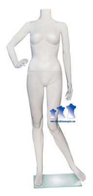 Female Mannequin, White Plastic w/Base
