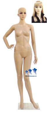 Female Mannequin, Fleshtone Plastic w/ Base & Wig