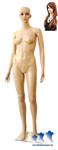 Female Mannequin, Fleshtone Plastic w/ Base & Wig