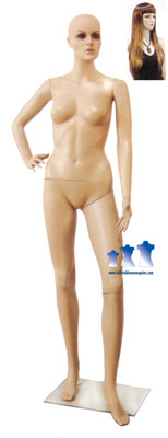 Female Mannequin, Fleshtone Plastic w/ Base & Wig