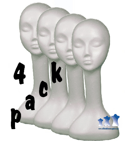Long Neck Female Head, Styrofoam 4 pack