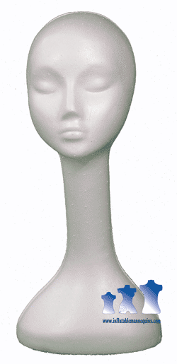 Long Neck Female Head, Styrofoam White 4 Pack