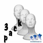 Female Head Deluxe, Styrofoam White 3 Pack