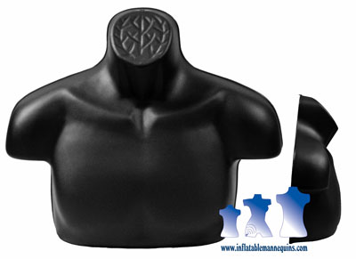 Male Upper Torso Form  - Hard Plastic, Black