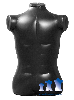 Inflatable Male Torso Extra large Black And Wood Table Top Stand Brown 