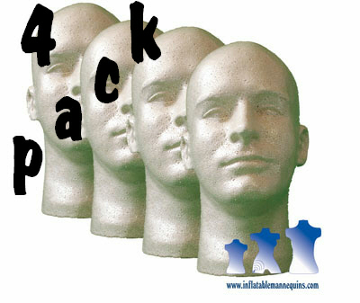 Male Head, Styrofoam 4 pack