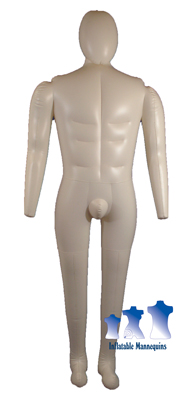 Inflatable Male Mannequin FULL-SIZE Head & Arms SILVER 