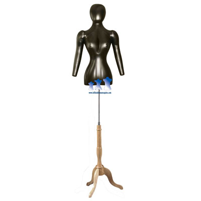 female inflatable mannequin dress form torso with head and arms black inflatable dress form