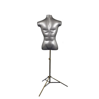 Inflatable Mannequin Male Torso Standard Size Silver 