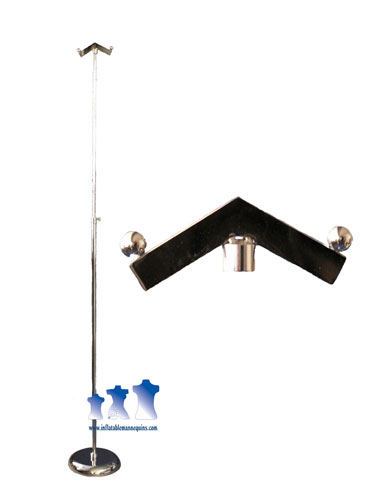 MS14T - Tall Chrome Adjustable Double Hook Stand w/ Ball Hooks