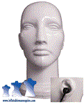 Unisex Head - Hard Plastic w/ Ear Canal, White or Clear